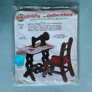 Crafty Collectibles Cross Stitch Miniatures Sewing Machine with Chair Kit